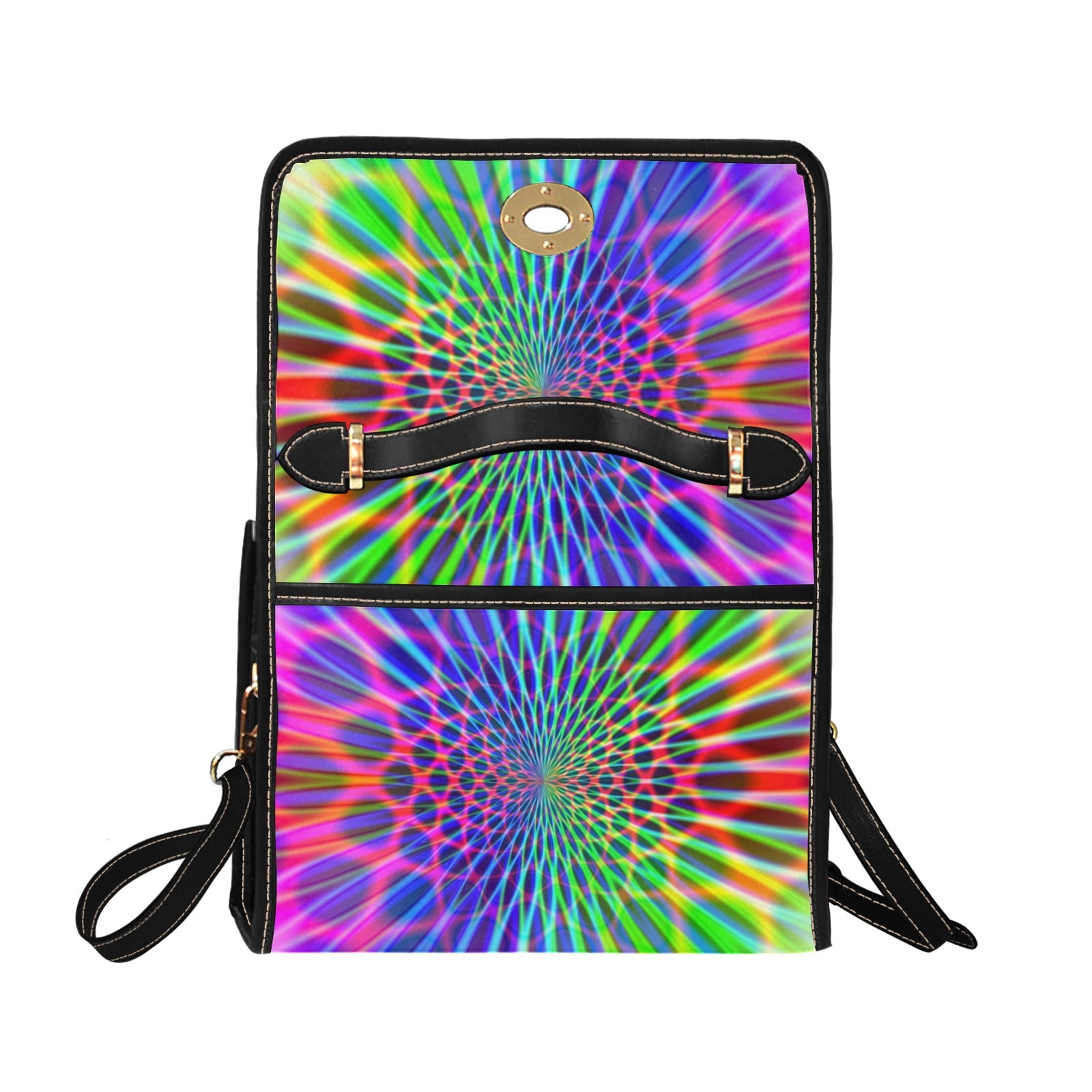 Custom Abstract Rainbow Geometric Waterproof Canvas Bag