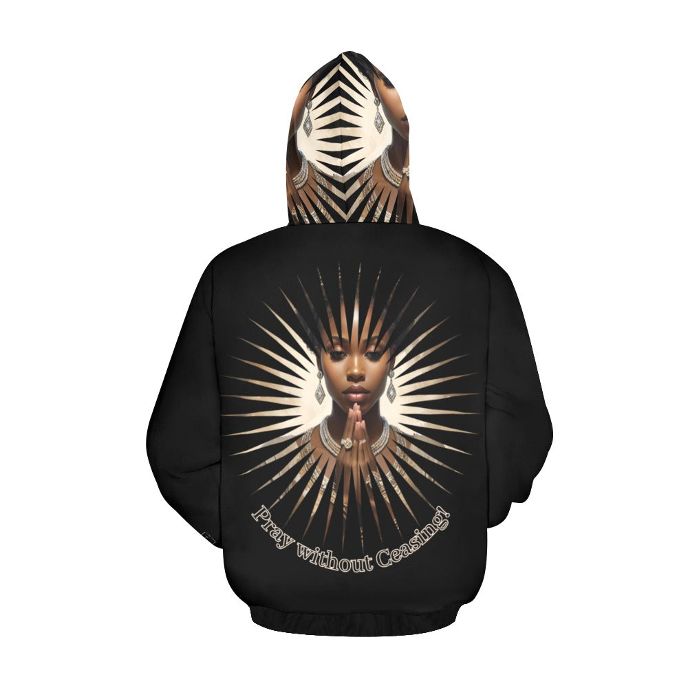 Pray without ceasing Black, Print Hoodie for Women