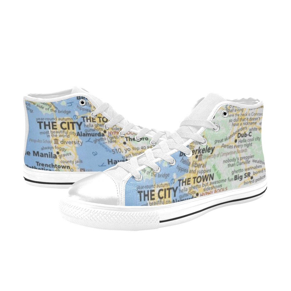 Bay Area Map Sneakers Men’s Classic High Top Canvas Shoes