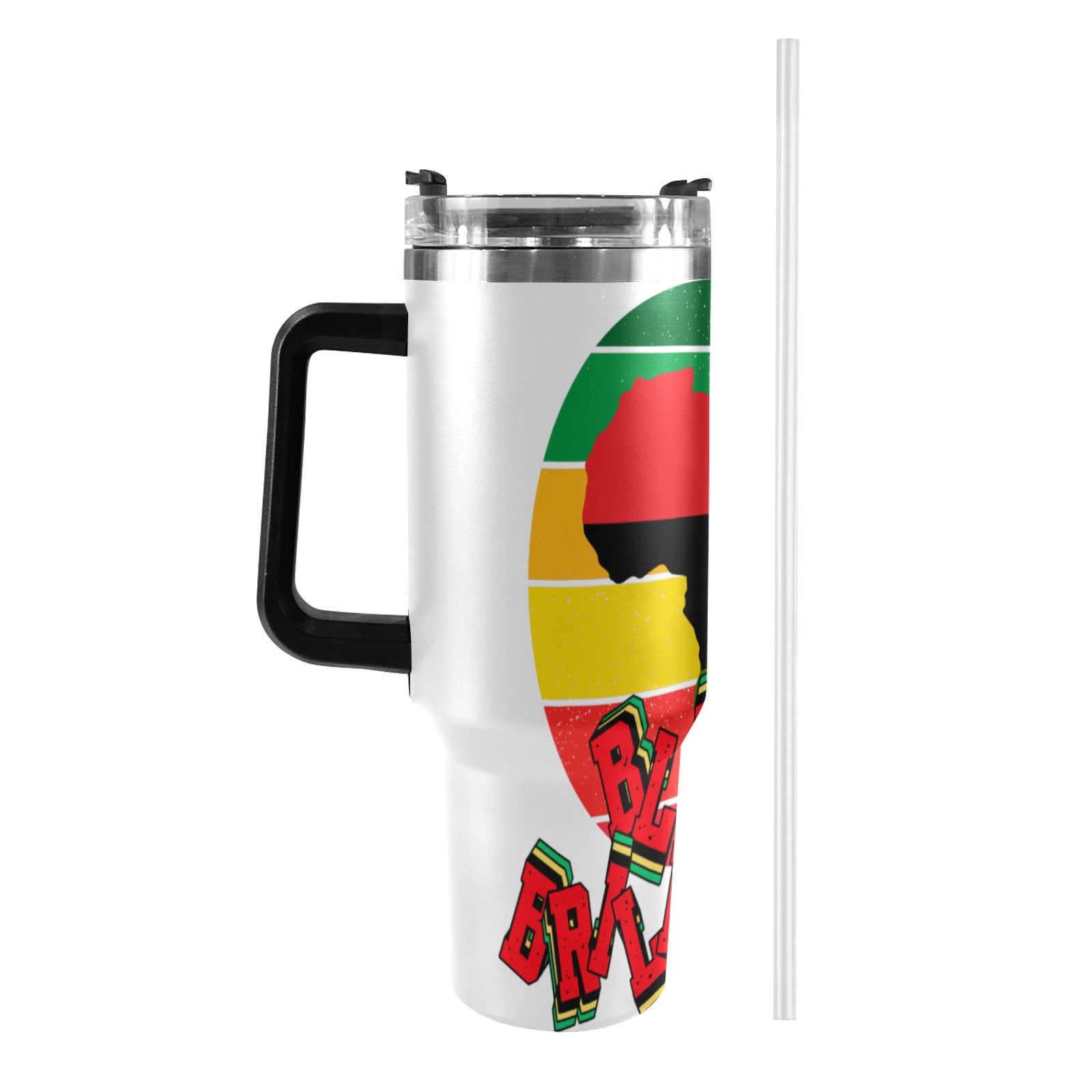 Black Brilliance Exclusive White 40oz Tumbler with Black Handle, Black History Month