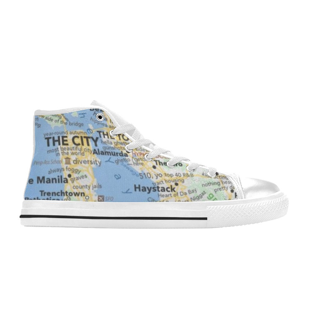 Bay Area Map Sneakers Men’s Classic High Top Canvas Shoes