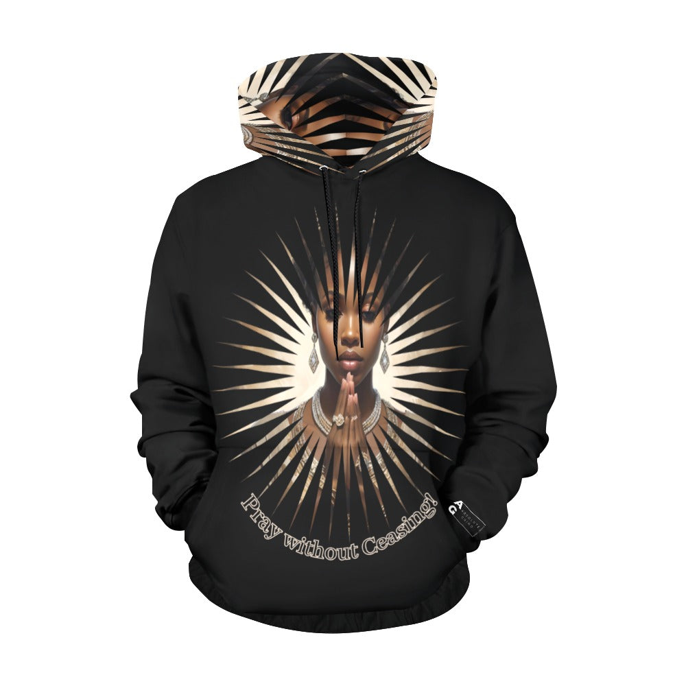 Pray without ceasing Black, Print Hoodie for Women