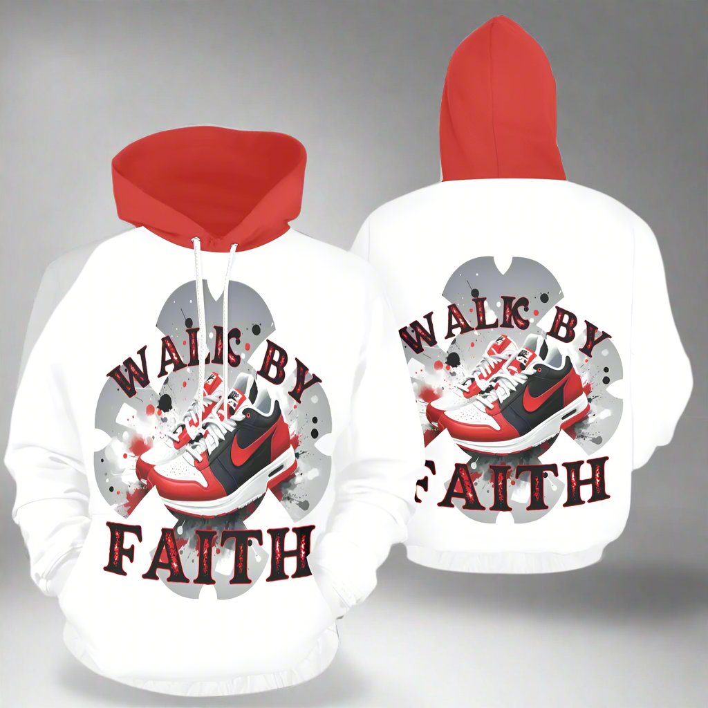 WALK BY FAITH white, Hoodie for Women