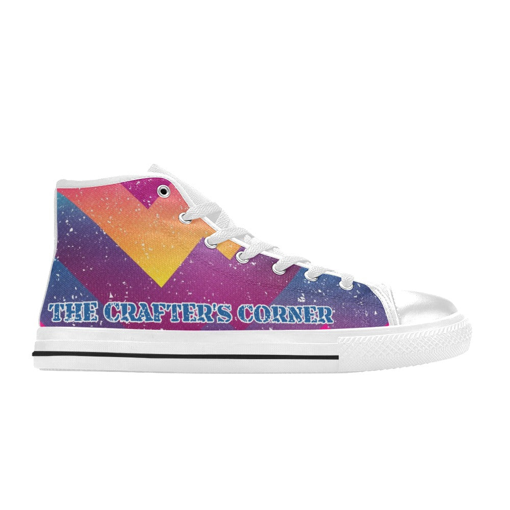 Custom bright geometric, Men’s Classic High Top Canvas Shoes