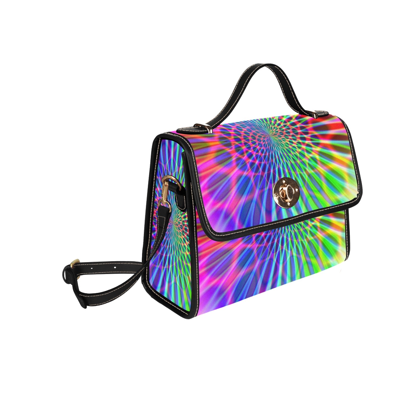 Custom Abstract Rainbow Geometric Waterproof Canvas Bag