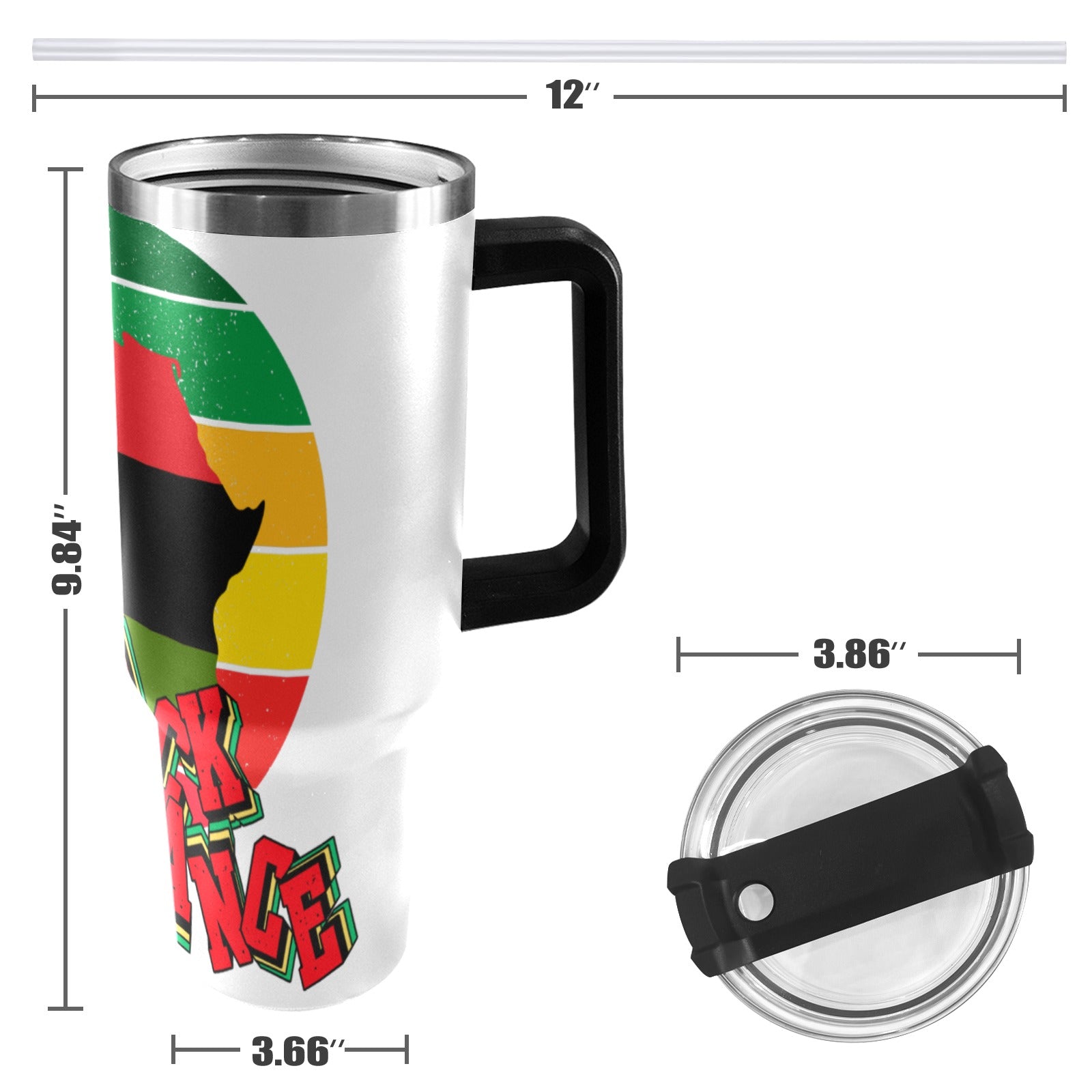 Black Brilliance Exclusive White 40oz Tumbler with Black Handle, Black History Month