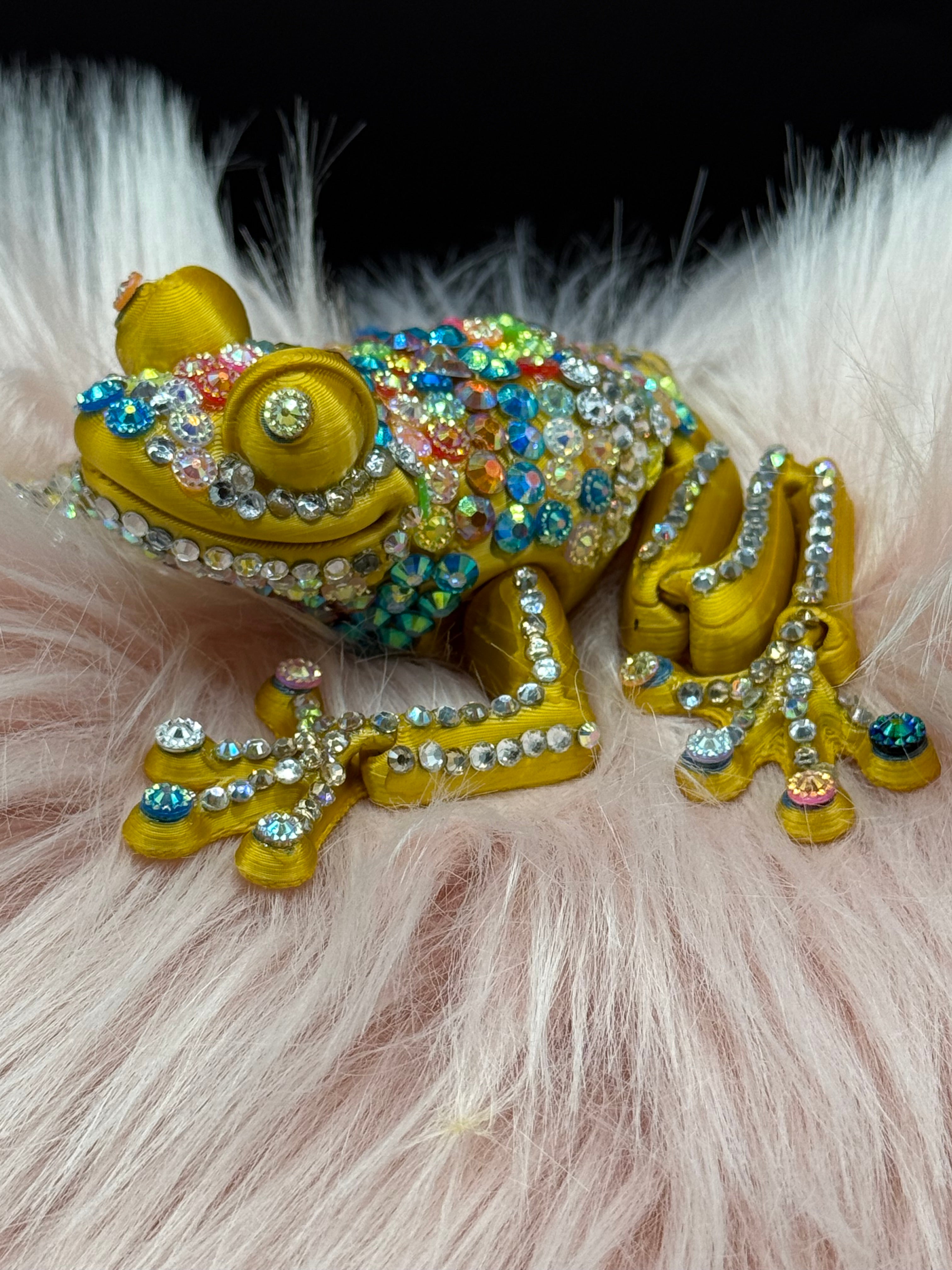 3D Printed Gold Blinged Frog