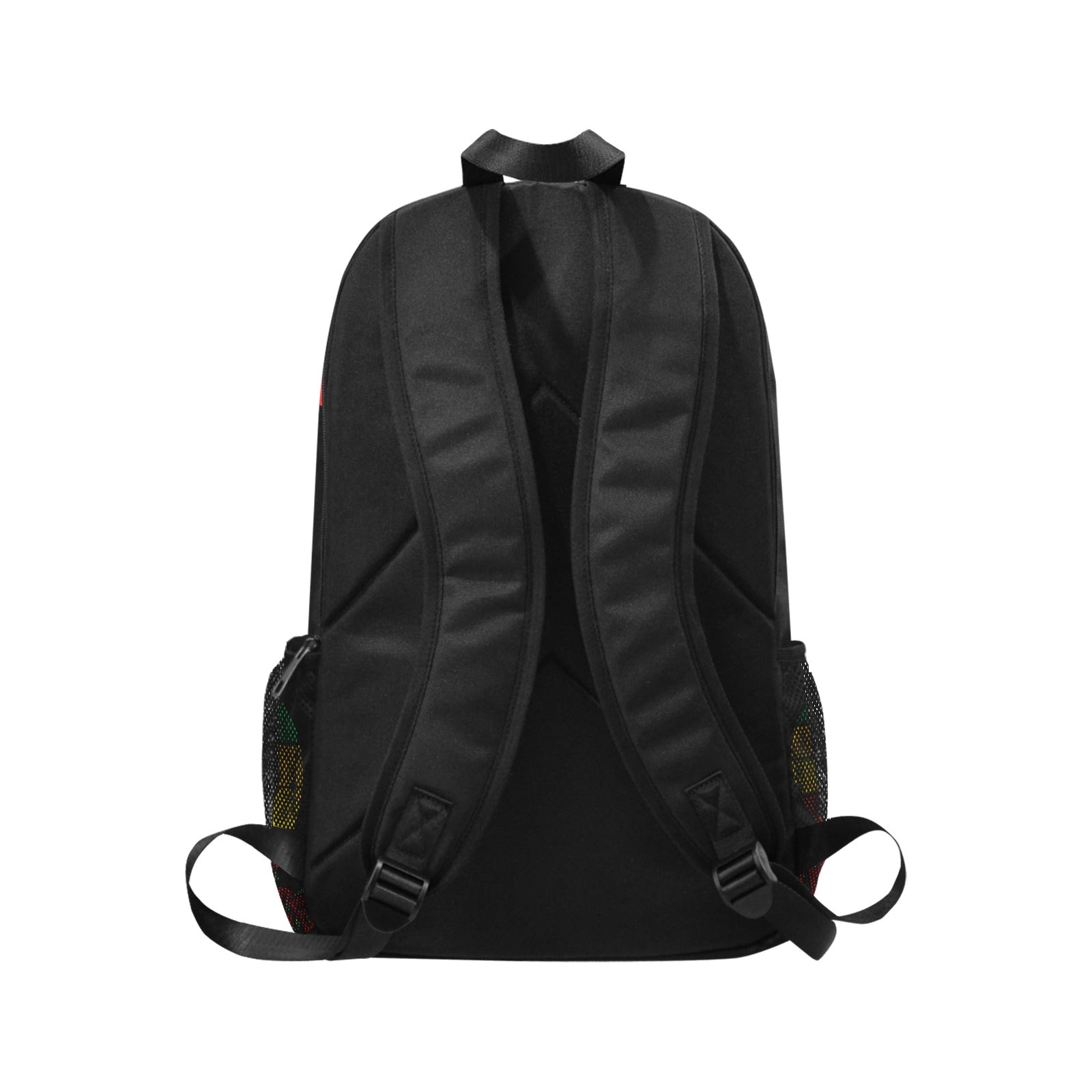 Black Brilliance Backpack. Black. Fabric Backpack with Side Mesh Pockets, Black History Month