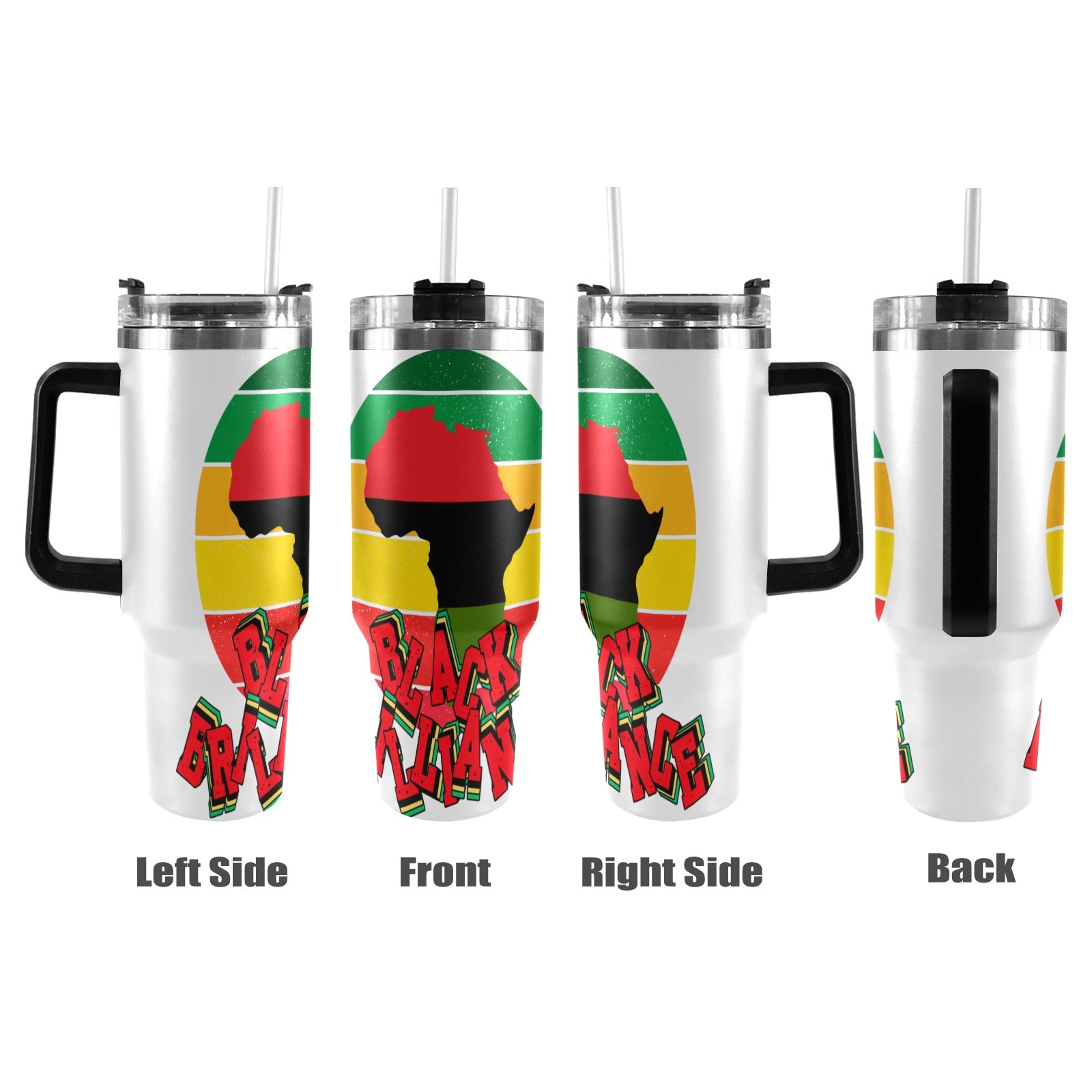 Black Brilliance Exclusive White 40oz Tumbler with Black Handle, Black History Month