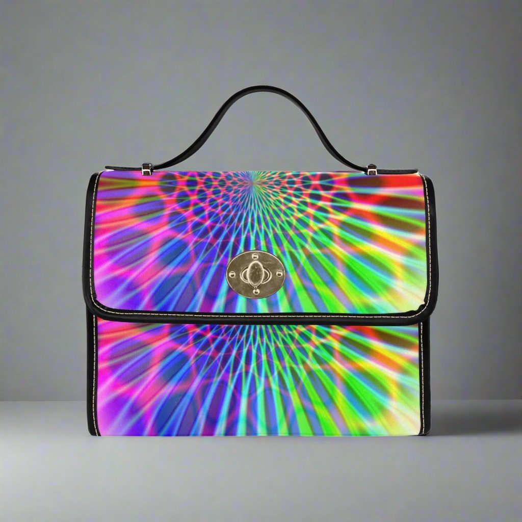 Custom Abstract Rainbow Geometric Waterproof Canvas Bag