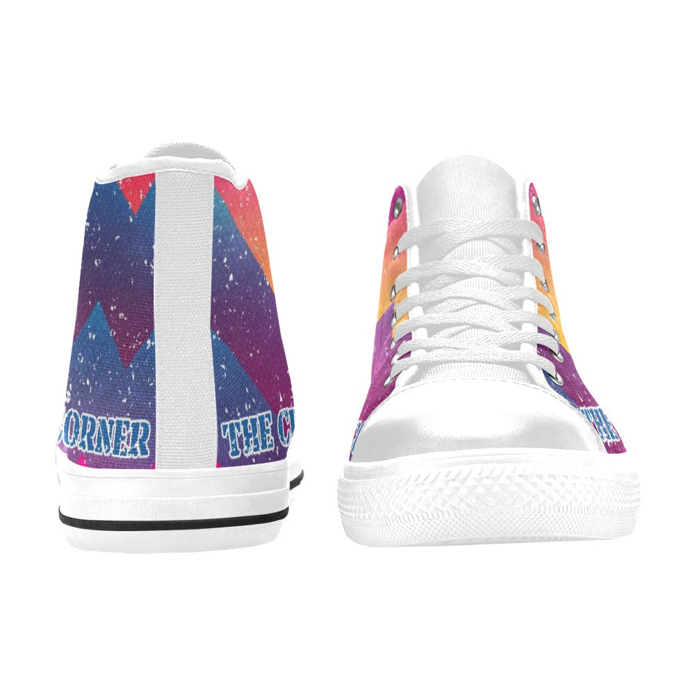 Custom bright geometric, Men’s Classic High Top Canvas Shoes