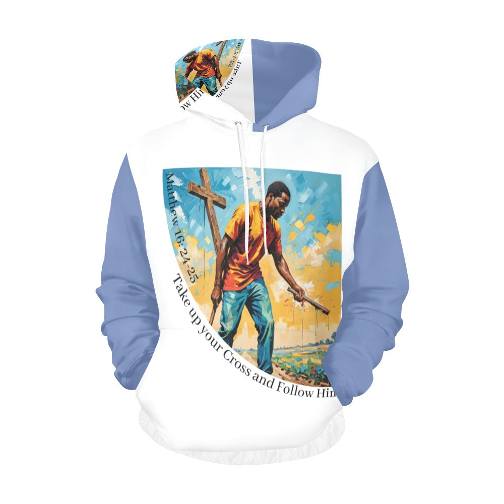 Take up your Cross Hoodie, Sky Blue/White