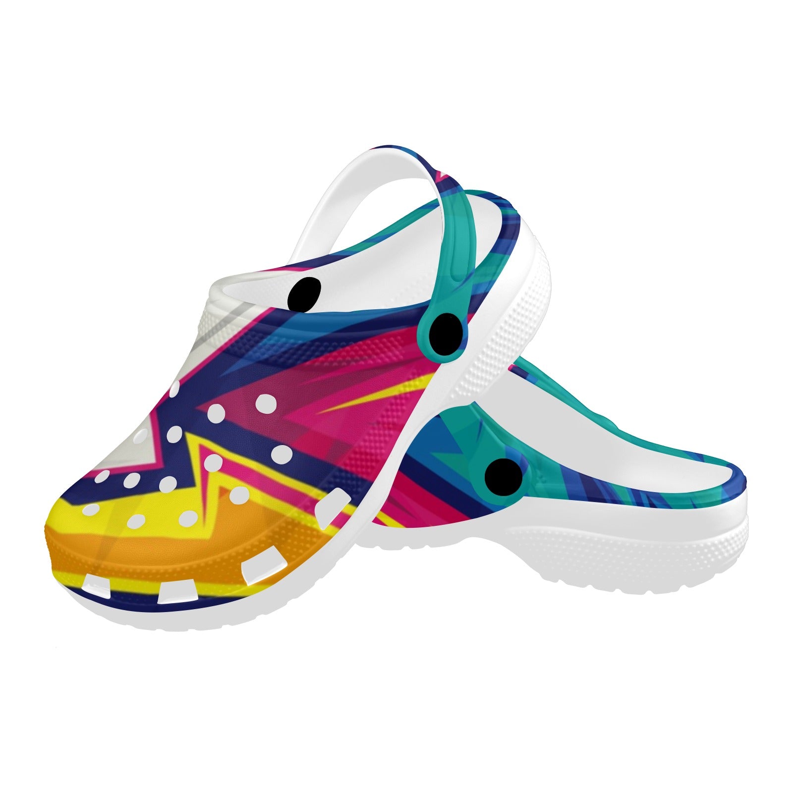 Abstract Geometric Custom Print Foam Clogs for Adults