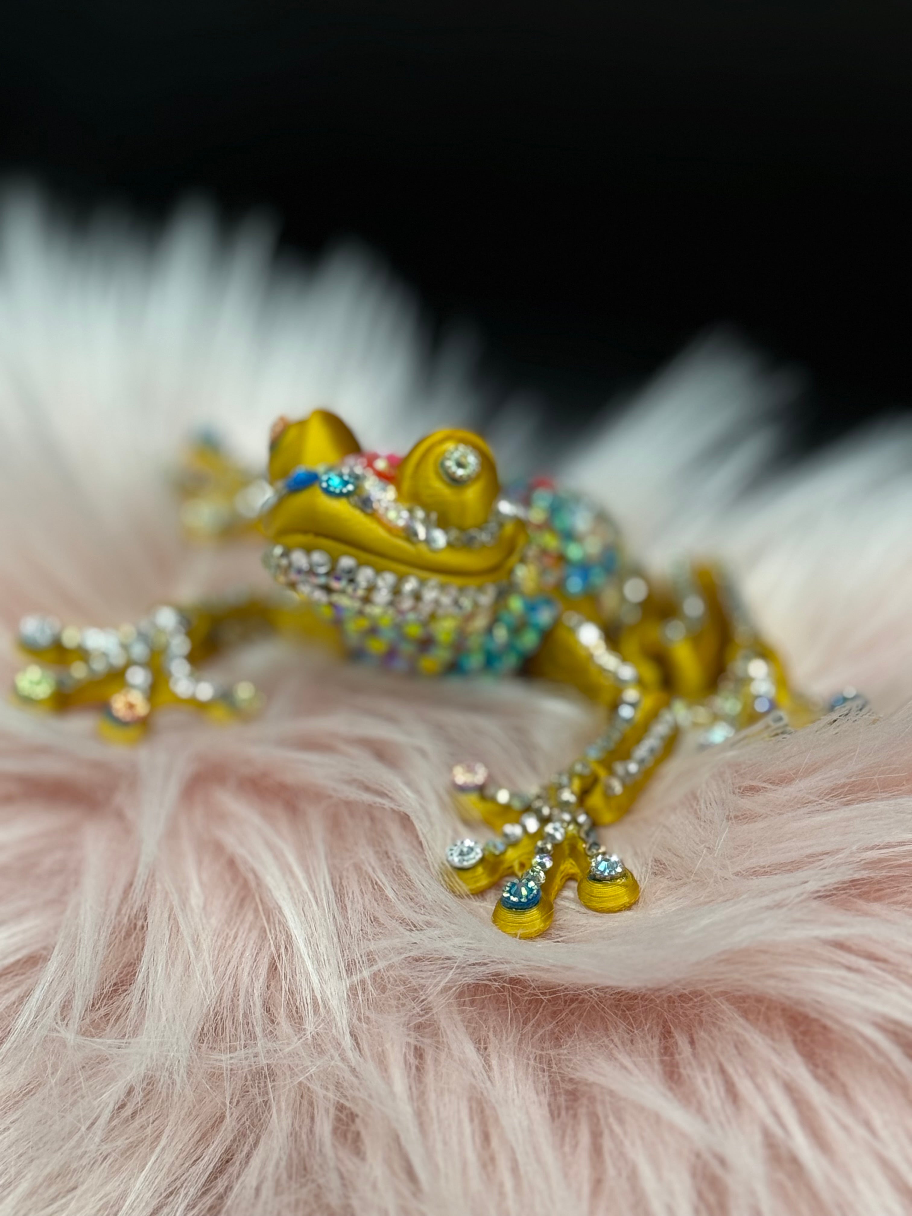 3D Printed Gold Blinged Frog