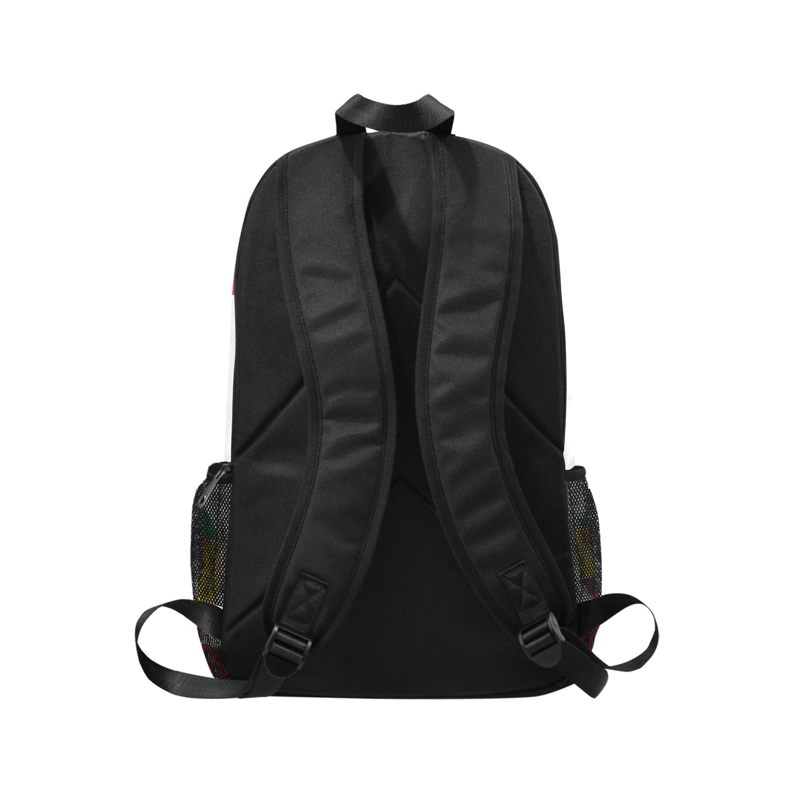 Black Brilliance Backpack White Fabric Backpack with Side Mesh Pockets, Black History Month