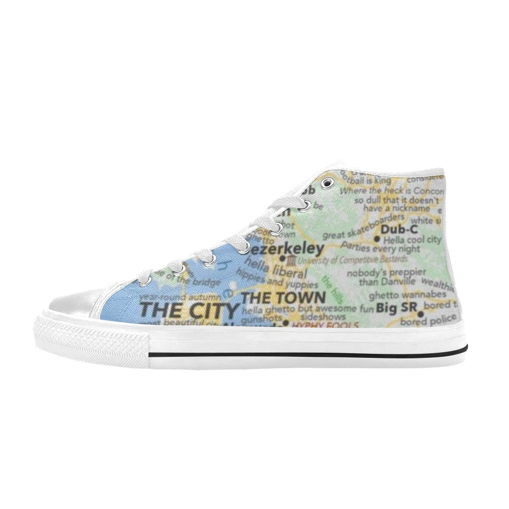 Bay Area Map Sneakers Men’s Classic High Top Canvas Shoes