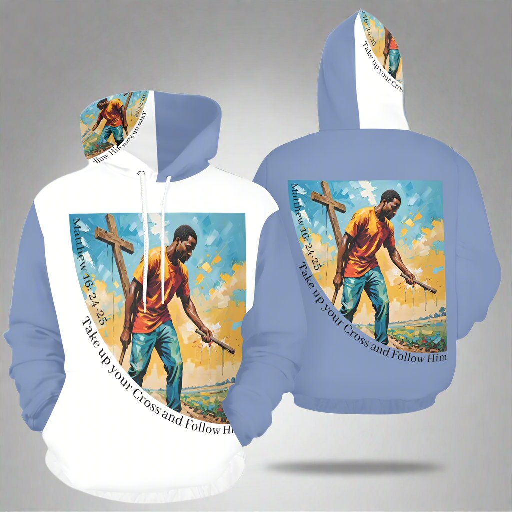 Take up your Cross Hoodie, Sky Blue/White