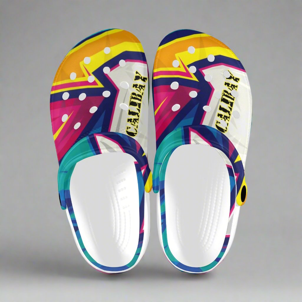 Abstract Geometric Custom Print Foam Clogs for Adults