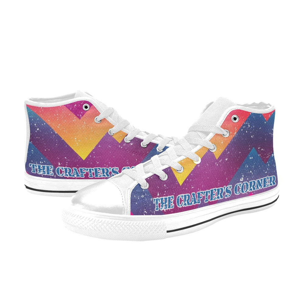 Custom bright geometric, Men’s Classic High Top Canvas Shoes