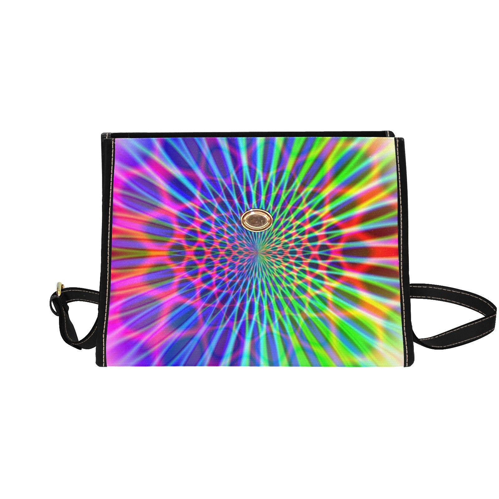 Custom Abstract Rainbow Geometric Waterproof Canvas Bag