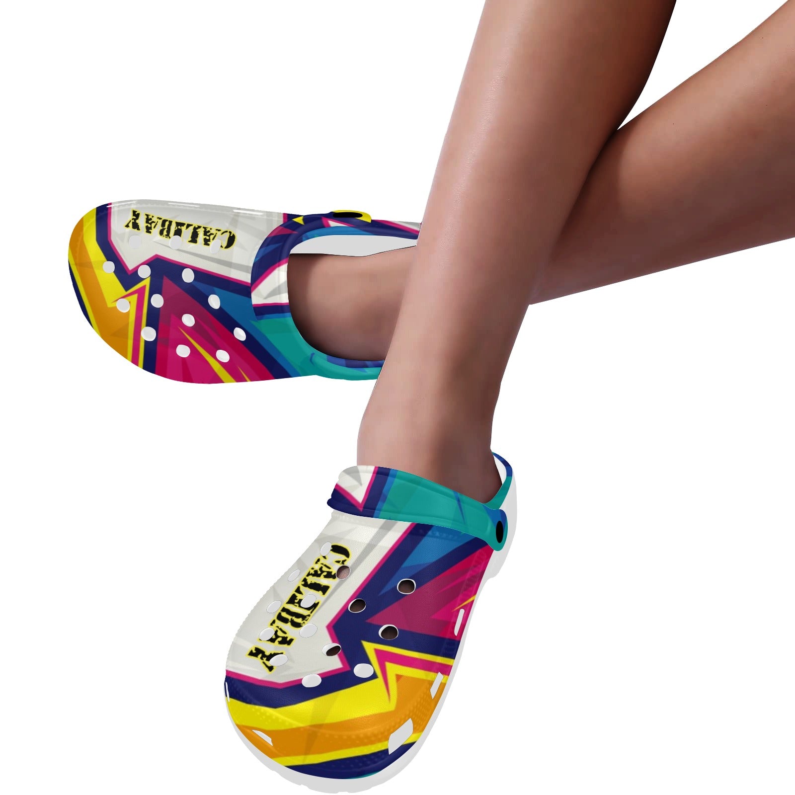 Abstract Geometric Custom Print Foam Clogs for Adults