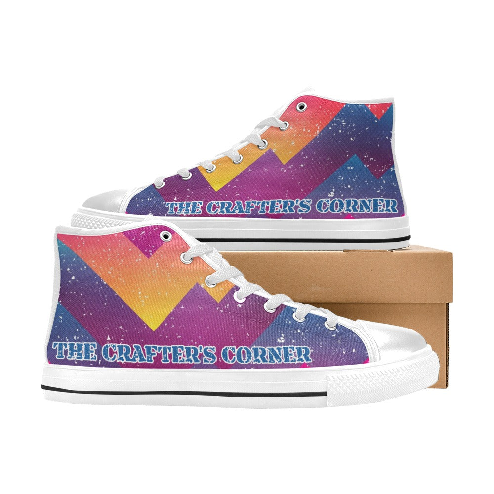 Custom bright geometric, Men’s Classic High Top Canvas Shoes