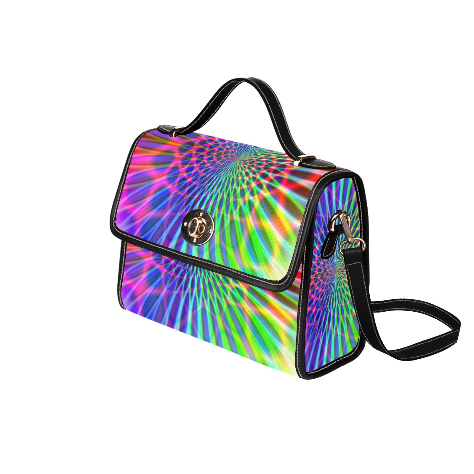 Custom Abstract Rainbow Geometric Waterproof Canvas Bag