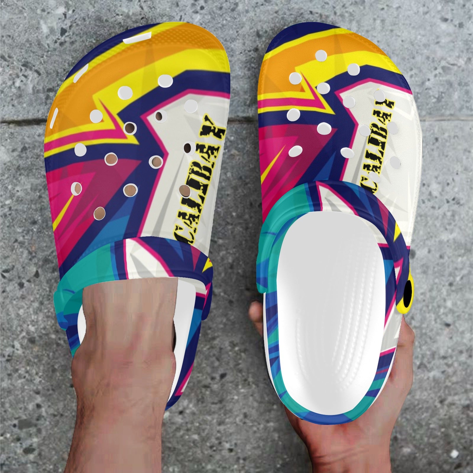 Abstract Geometric Custom Print Foam Clogs for Adults