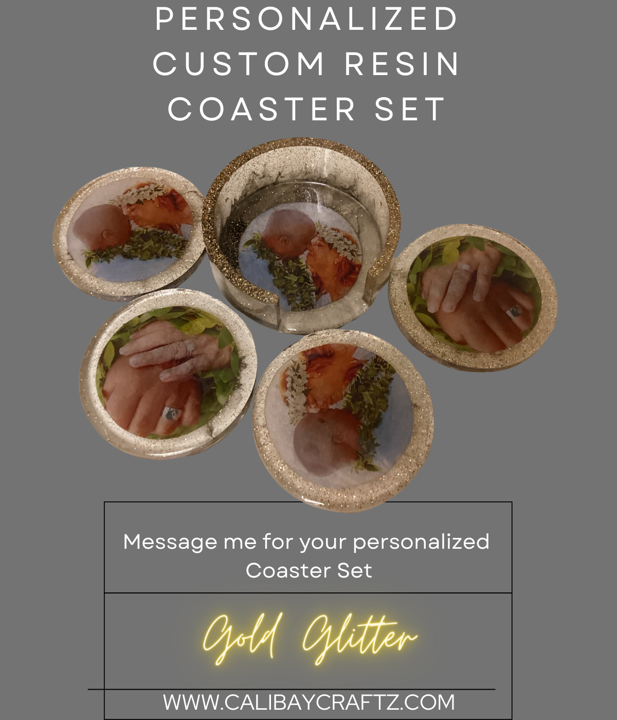 Custom Resin 5-Piece Coaster Set