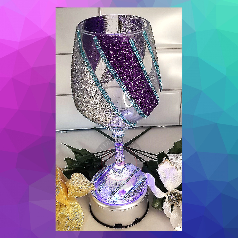 Purple/Silver Multicolor Wineglass
